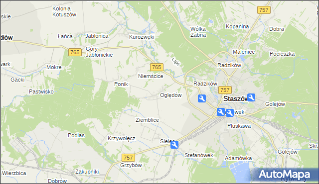 mapa Oględów, Oględów na mapie Targeo