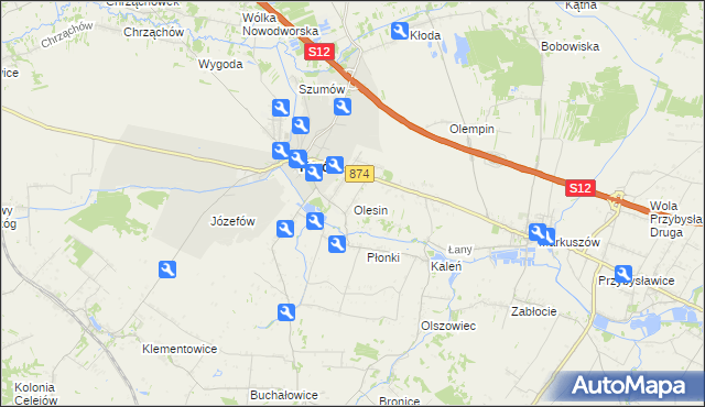 mapa Olesin gmina Kurów, Olesin gmina Kurów na mapie Targeo