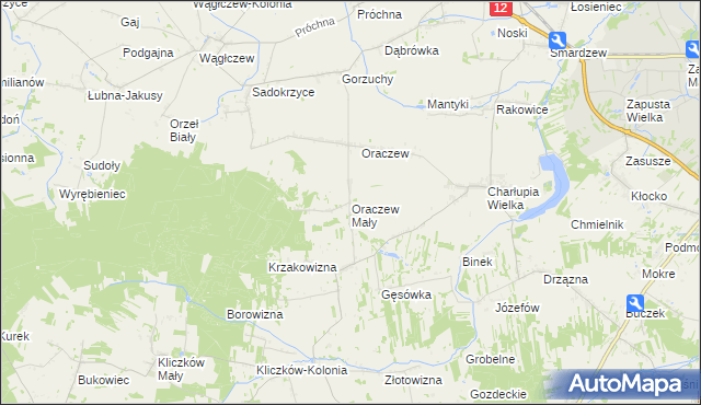 mapa Oraczew Mały, Oraczew Mały na mapie Targeo