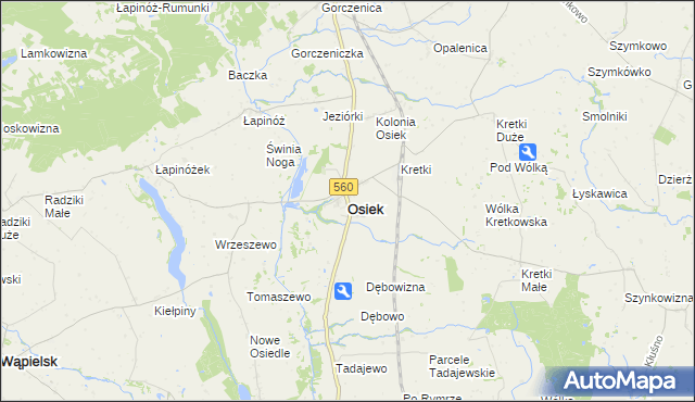 mapa Osiek powiat brodnicki, Osiek powiat brodnicki na mapie Targeo