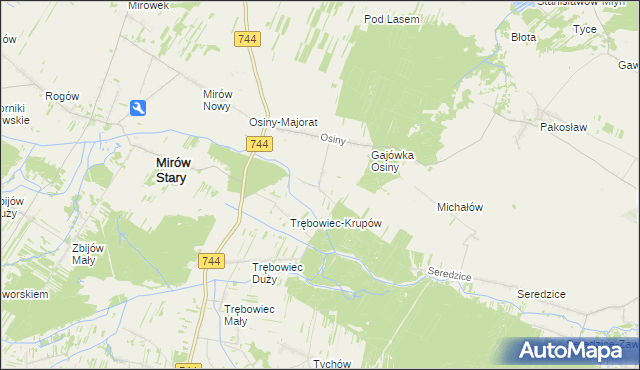 mapa Osiny-Mokra Niwa, Osiny-Mokra Niwa na mapie Targeo