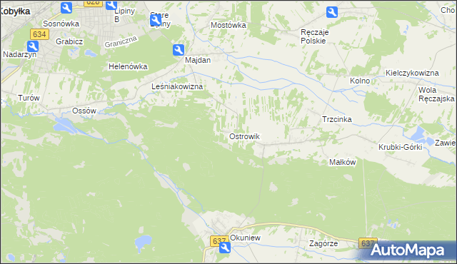 mapa Ostrowik gmina Poświętne, Ostrowik gmina Poświętne na mapie Targeo