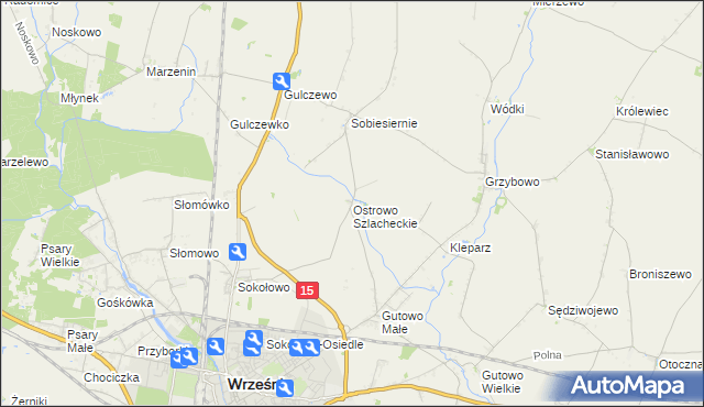 mapa Ostrowo Szlacheckie, Ostrowo Szlacheckie na mapie Targeo