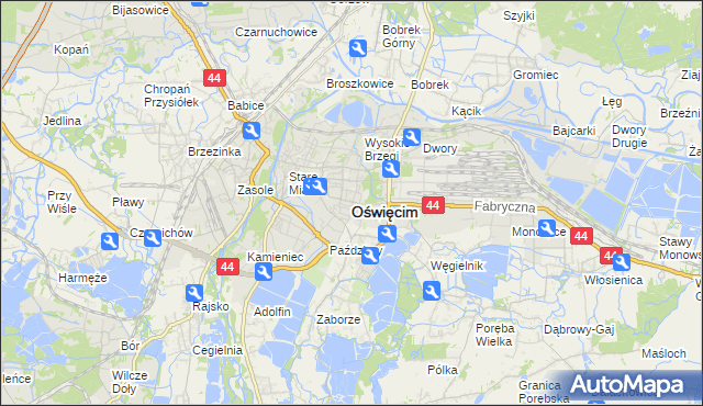 mapa Oświęcimia, Oświęcim na mapie Targeo