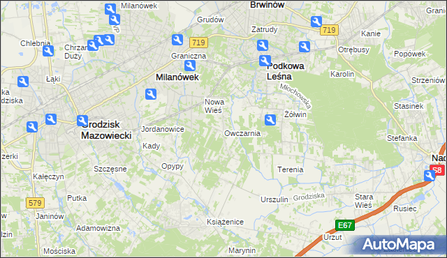 mapa Owczarnia gmina Brwinów, Owczarnia gmina Brwinów na mapie Targeo