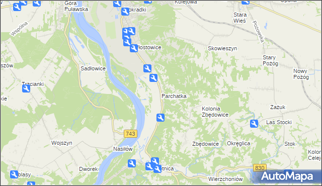 mapa Parchatka, Parchatka na mapie Targeo