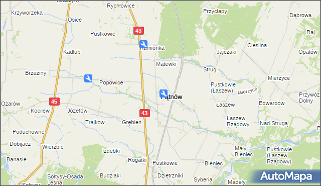 mapa Pątnów powiat wieluński, Pątnów powiat wieluński na mapie Targeo