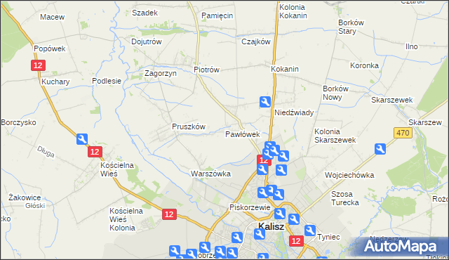 mapa Pawłówek gmina Blizanów, Pawłówek gmina Blizanów na mapie Targeo