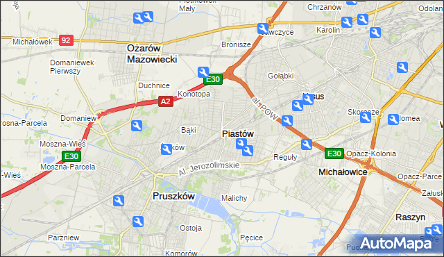 mapa Piastów powiat pruszkowski, Piastów powiat pruszkowski na mapie Targeo