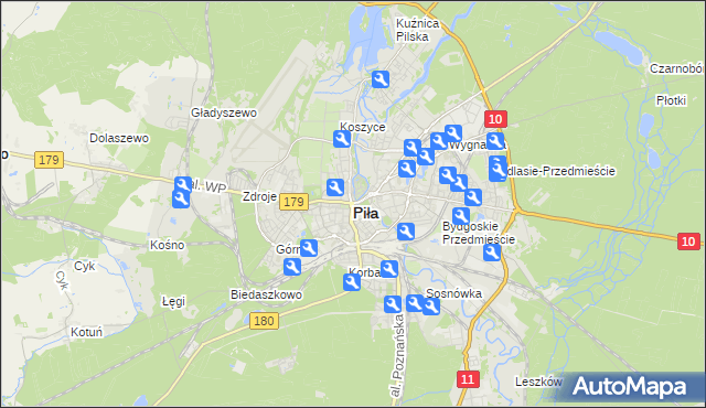 mapa Piły, Piła na mapie Targeo