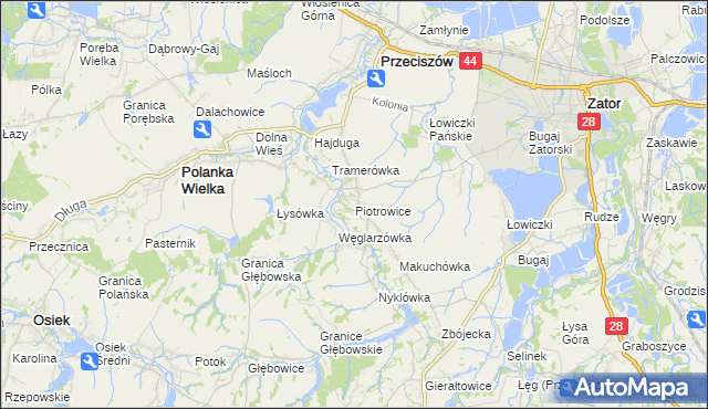 mapa Piotrowice gmina Przeciszów, Piotrowice gmina Przeciszów na mapie Targeo