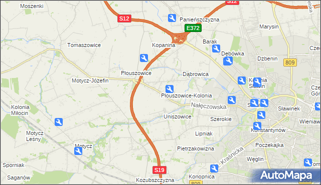 mapa Płouszowice-Kolonia, Płouszowice-Kolonia na mapie Targeo