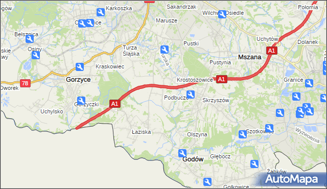 mapa Podbucze gmina Godów, Podbucze gmina Godów na mapie Targeo