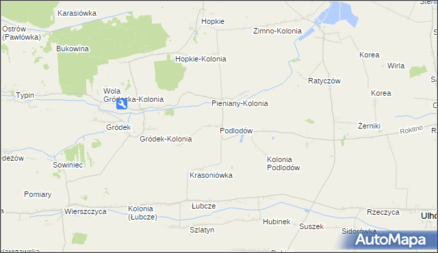 mapa Podlodów gmina Łaszczów, Podlodów gmina Łaszczów na mapie Targeo