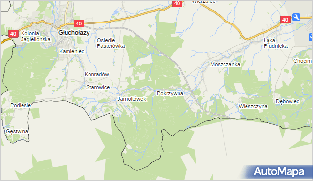 mapa Pokrzywna gmina Głuchołazy, Pokrzywna gmina Głuchołazy na mapie Targeo