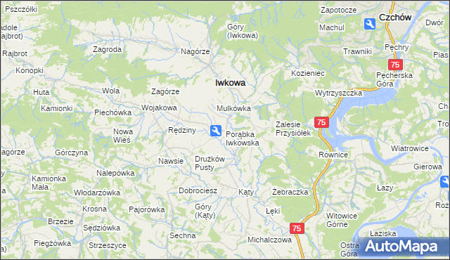 mapa Porąbka Iwkowska, Porąbka Iwkowska na mapie Targeo