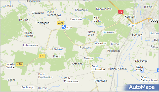 mapa Porczyny, Porczyny na mapie Targeo