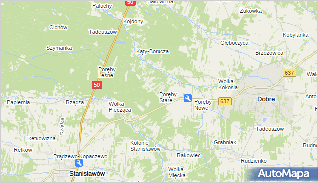 mapa Poręby Stare, Poręby Stare na mapie Targeo