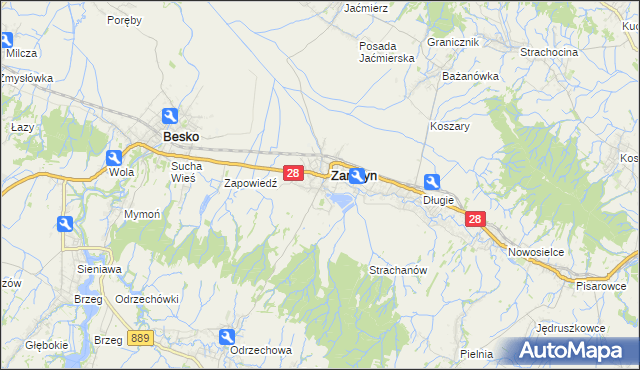 mapa Posada Zarszyńska, Posada Zarszyńska na mapie Targeo