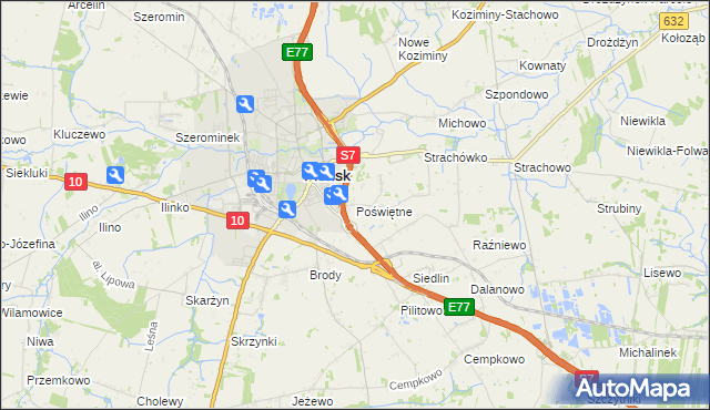 mapa Poświętne gmina Płońsk, Poświętne gmina Płońsk na mapie Targeo