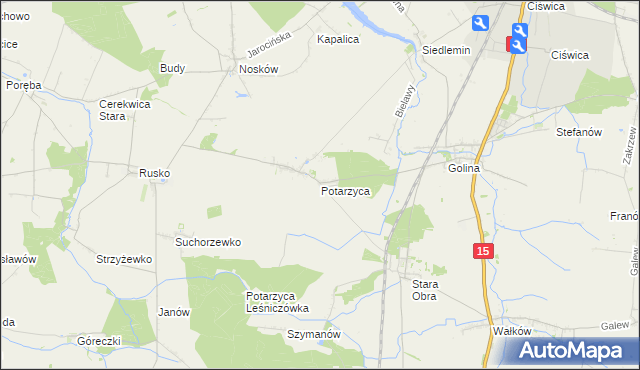 mapa Potarzyca gmina Jarocin, Potarzyca gmina Jarocin na mapie Targeo