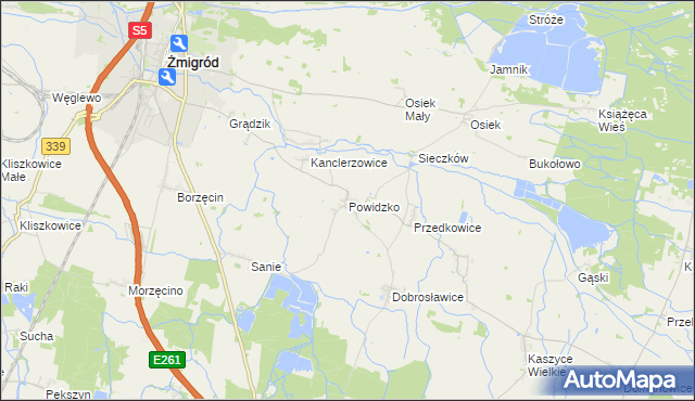 mapa Powidzko, Powidzko na mapie Targeo