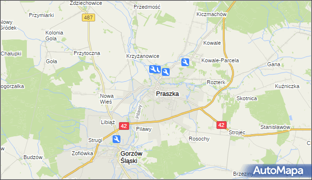 mapa Praszka, Praszka na mapie Targeo