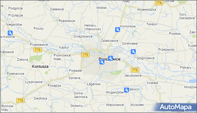 mapa Proszowice, Proszowice na mapie Targeo