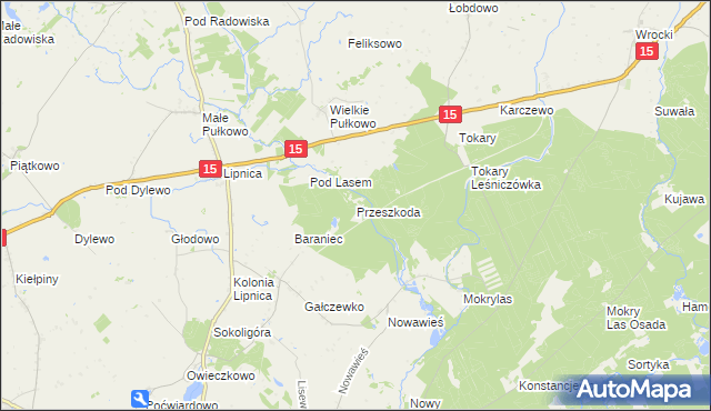 mapa Przeszkoda gmina Golub-Dobrzyń, Przeszkoda gmina Golub-Dobrzyń na mapie Targeo