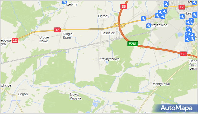 mapa Przybyszewo gmina Święciechowa, Przybyszewo gmina Święciechowa na mapie Targeo