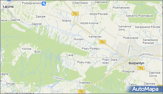 mapa Psary-Podłazy, Psary-Podłazy na mapie Targeo