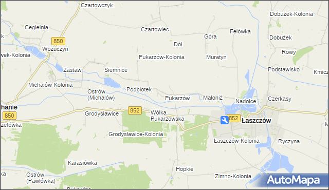 mapa Pukarzów gmina Łaszczów, Pukarzów gmina Łaszczów na mapie Targeo