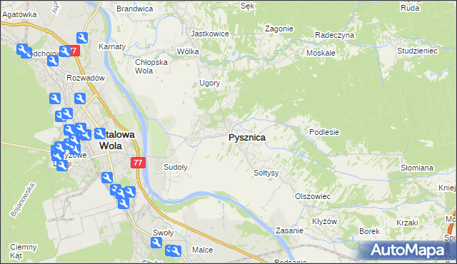 mapa Pysznica, Pysznica na mapie Targeo