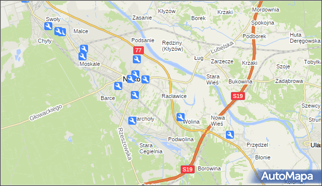 mapa Racławice gmina Nisko, Racławice gmina Nisko na mapie Targeo