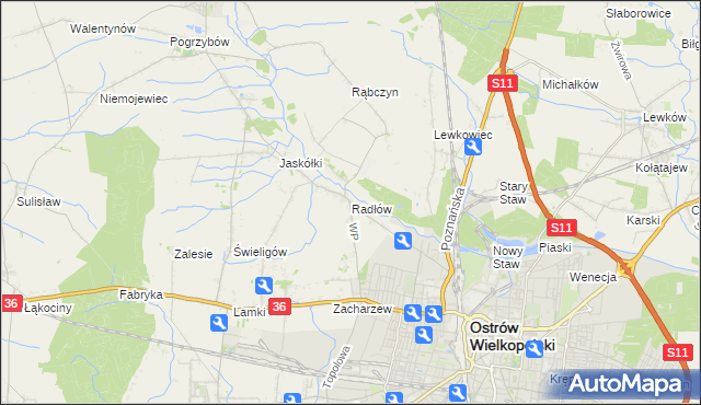 mapa Radłów gmina Raszków, Radłów gmina Raszków na mapie Targeo