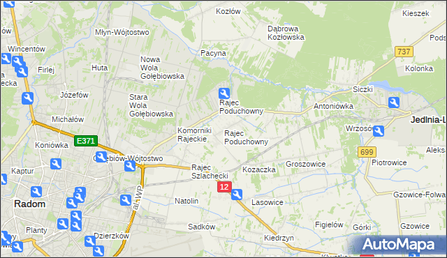 mapa Rajec Poduchowny, Rajec Poduchowny na mapie Targeo