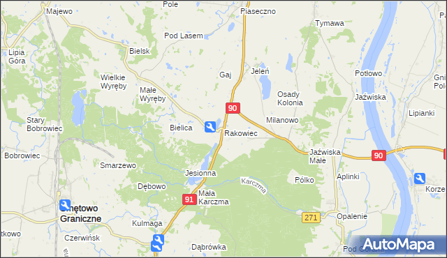 mapa Rakowiec gmina Gniew, Rakowiec gmina Gniew na mapie Targeo