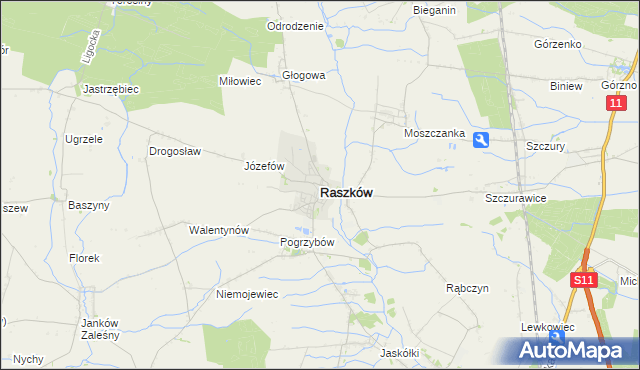 mapa Raszków powiat ostrowski, Raszków powiat ostrowski na mapie Targeo