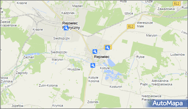 mapa Rejowiec powiat chełmski, Rejowiec powiat chełmski na mapie Targeo