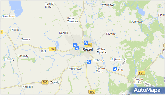 mapa Reszel, Reszel na mapie Targeo