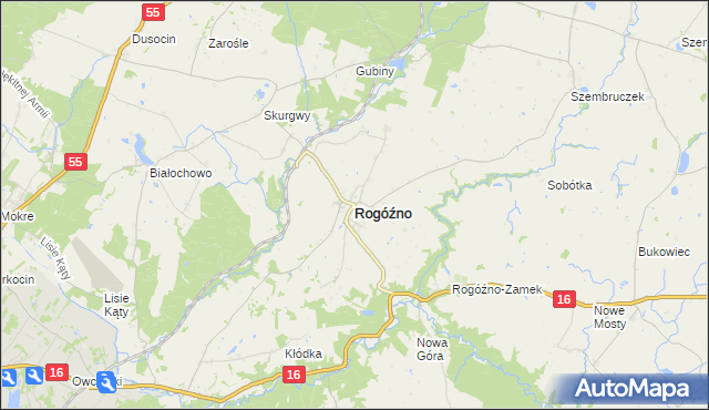 mapa Rogóźno powiat grudziądzki, Rogóźno powiat grudziądzki na mapie Targeo