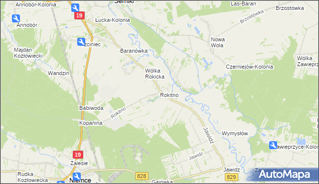 mapa Rokitno gmina Lubartów, Rokitno gmina Lubartów na mapie Targeo