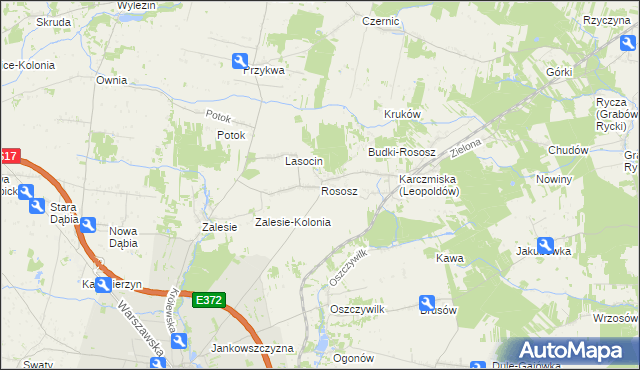 mapa Rososz gmina Ryki, Rososz gmina Ryki na mapie Targeo