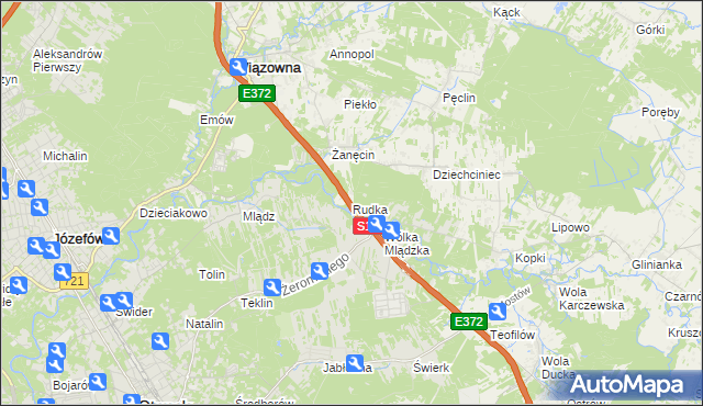 mapa Rudka gmina Wiązowna, Rudka gmina Wiązowna na mapie Targeo