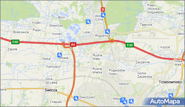 mapa Rudna Mała gmina Głogów Małopolski, Rudna Mała gmina Głogów Małopolski na mapie Targeo