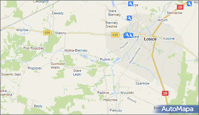 mapa Rudnik gmina Łosice, Rudnik gmina Łosice na mapie Targeo