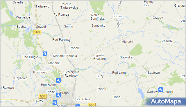 mapa Rypałki Prywatne, Rypałki Prywatne na mapie Targeo