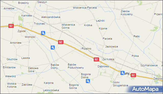 mapa Rząśno, Rząśno na mapie Targeo