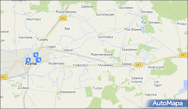 mapa Rzemieniewice gmina Szubin, Rzemieniewice gmina Szubin na mapie Targeo