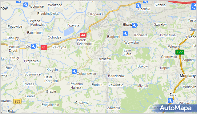 mapa Rzozów, Rzozów na mapie Targeo